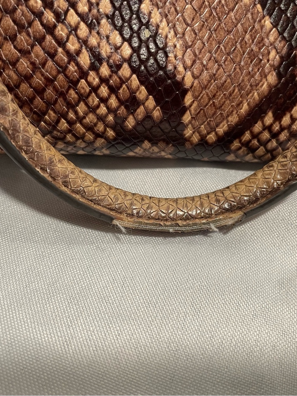Michael Kors Brown Python Embossed Leather Medium Harper Satchel - Picture 12 of 15